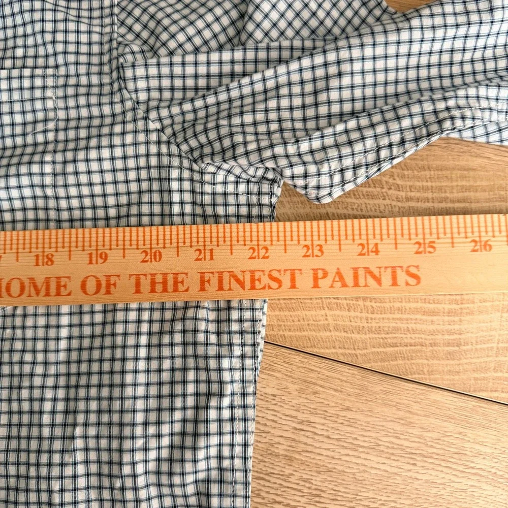 Banana Republic‎ Grant Fit Shirt Button Down Mens L Custom 078 Wash Blue Check